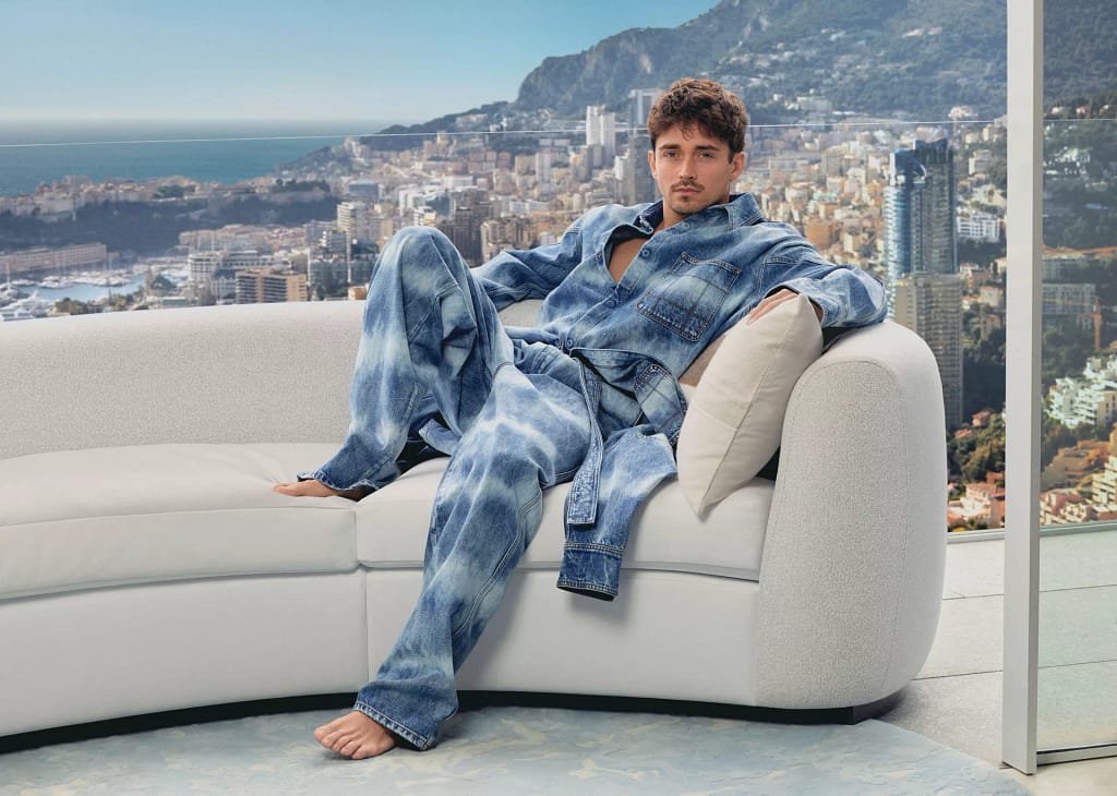 Lightwashed Ferrari denim from Charles Leclerc-inspired collection